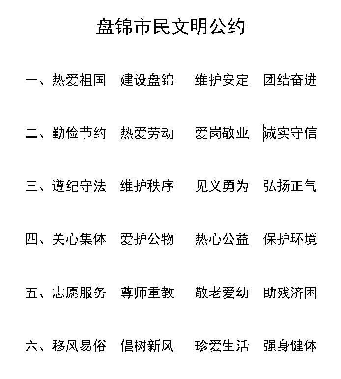 盘锦市民文明公约