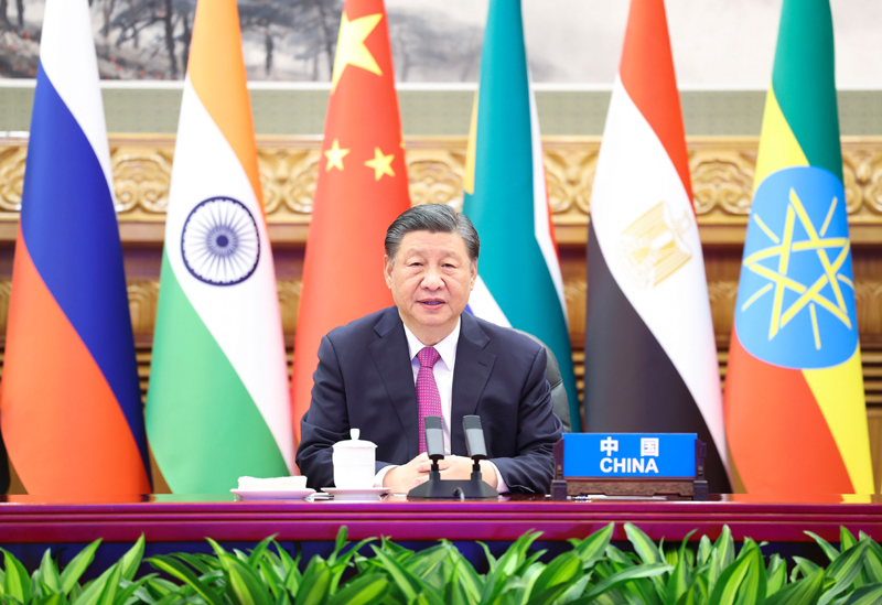 习近平出席金砖国家领导人巴以问题特...